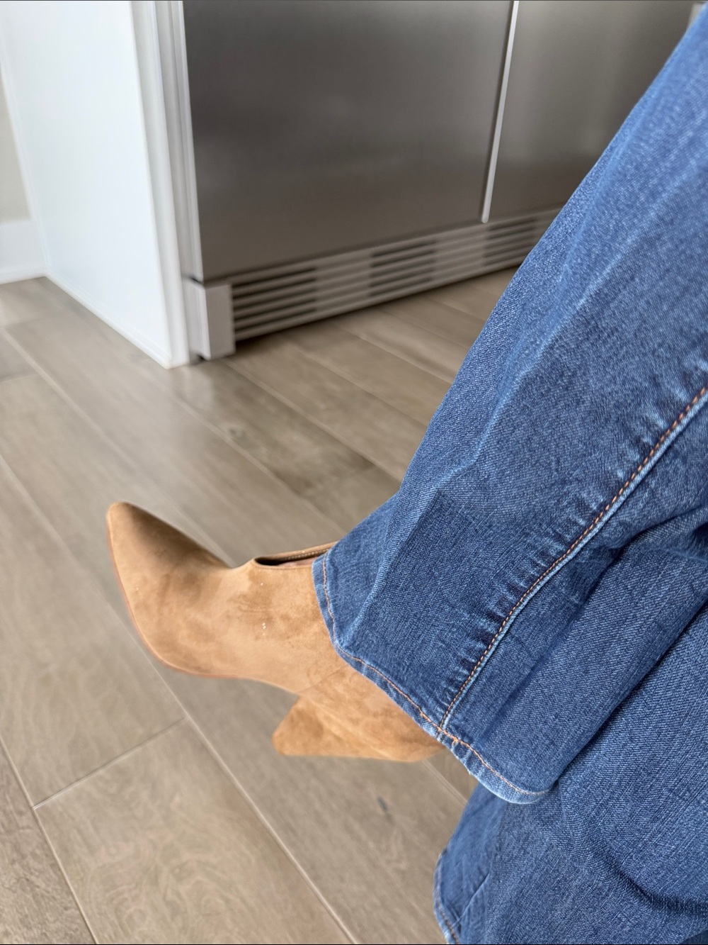 Vince Camuto Tan Suede Pointed-Toe Ankle Booties - Picture 2 of 4